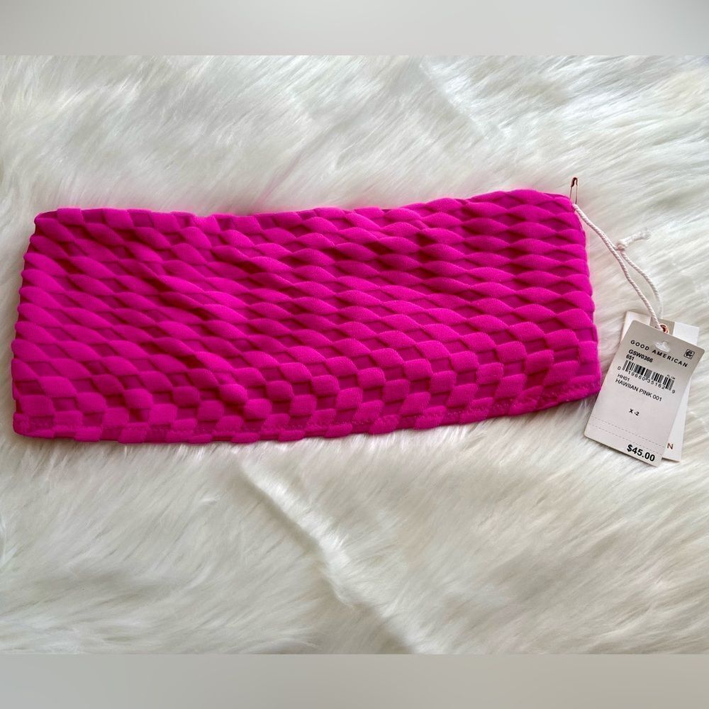 NWT Good American Hawaiian Pink Bandeau Swim Top